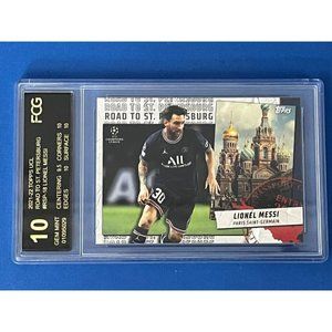 2021-22 Topps UCL Lionel Messi Road to St Petersburg #RSP-18 Graded 10 GEM MT